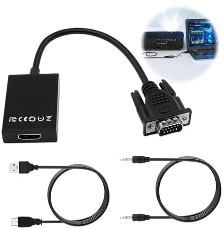 Hdmi to Vga Adapter With 3.5mm Audio Jack, Hdmi Male to Vga Female Converter for Tv Stick, Laptop, Pc, Monitor, Projector, More – Full Hd 1080p (Black)