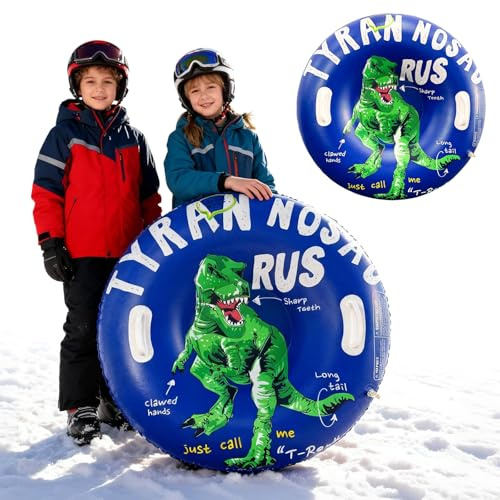 Tube à Neige Gonflable avec 2 Poignées, SilverChry Luge à Neige Gonflable de 80 cm, Anneau de Ski Gonflable, Tube de Luge en PVC, Bouée de Neige Gonflable, Pneus de Ski pour Enfants et Adultes (Bleu)
