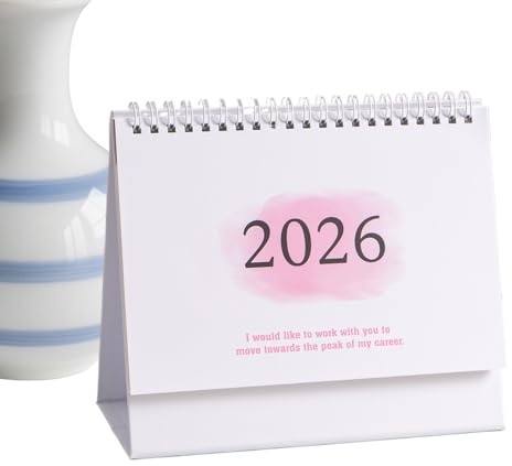 Calendario 2026 | Calendario de escritorio 2025-2026 - Planificador mensual con encuadernación de alambre estético para el hogar, apartamento, oficina, escuela, aula, dormitorio, negocios, profesores