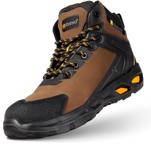 Ruler S3S SR Zapatos De Seguridad para Hombre Mujer - Botas Seguridad Hidrófugo - Calzado Ligero De Seguridad S3 Marrón 42
