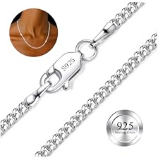 Dochais Collar Mujer de Plata Mujer 925 Ley Cadena 1mm/2mm Fina 41/46/51/56 cm Cadena Plata Joyeria Regalo Ideal para Colgantes o Capas