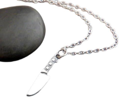 Kockkniv halsband i 925 sterlingsilver. Köksredskap. Fransk kockberlock bakverk entusiast. Mini kockkniv | 45 cm kedja | silverpläterad | LK_PNK_02658