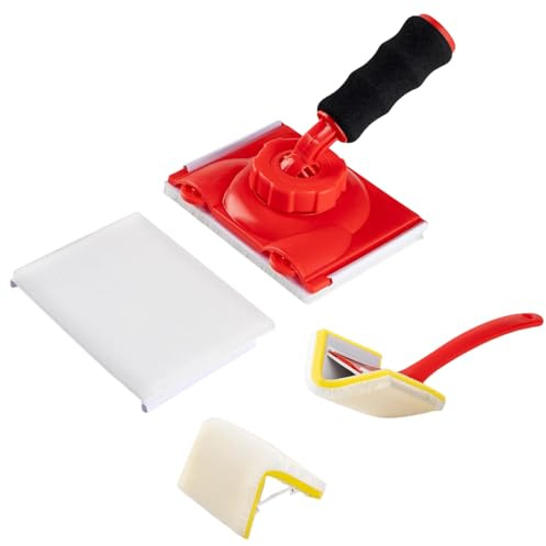 Ceriselle Maler Zubehör, 4 Piezas de Set de Pinceles para Bordes para Pintar Paredes, Pintores de Bordes de 12x9 cm para techos, Herramienta de Corte Limpio, Pincel de Bordes Resistente con Rodillo