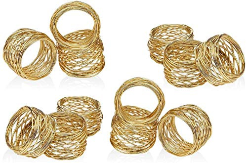 ARN CRAFTS Golden Round Mesh Napkin Rings, Set of 12 for Weddings Dinner Parties or Every Day Use, CW-6-12