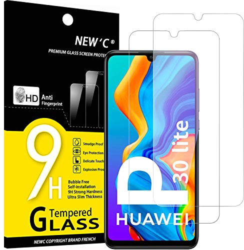 NEW'C 2 Stück für Huawei P30 Lite, Nova 4e für Panzerglas, Frei von Kratzern, 9H Härte, HD Displayschutzfolie, 0.33mm Ultra-klar, Ultrabeständig