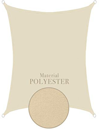 anndora Sonnensegel wasserdicht Polyester 3x4m rechteckig Sonnenschutz - Cream
