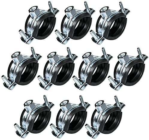 AERZETIX - Juego de 10 - Abrazadera isofónica - soporte de fijación con junta - para tubo Ø1'' 31-35mm - DIN EN 10111 - en acero galvanizado - para atornillar М8 - C49877