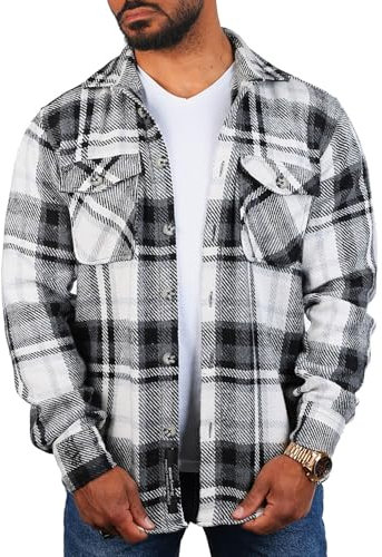 Carisma Herren warmes Flanell Holzfäller Karo Hemd Dicke weiche Qualität Regular fit kariert 8615, Grösse:L, Farbe:Schwarz-Weiß (8525)
