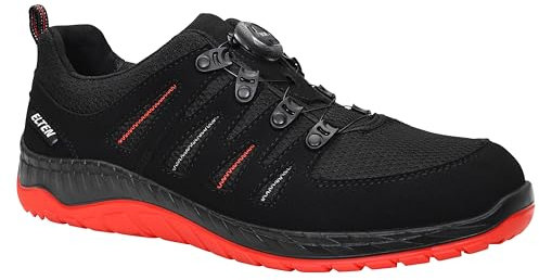 ELTEN Sicherheitsschuhe Maddox BOA Black-red Low ESD S3S, Damen und Herren, Textil, Stahlkappe, leicht, sportlich 41, Schwarz-Rot
