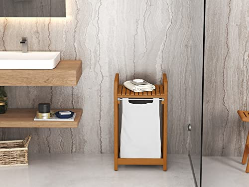 Destiny Wäschebox SPA & Living Wäschesammler mit Holzgestell 43x41x75 cm Teak