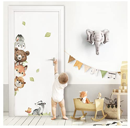Little Deco Väggklistermärken dörrklistermärken skogsdjur utan namn väggtatuering för barnrum dörrklistermärken babyrum väggklistermärken personlig väggdekoration DL970-01