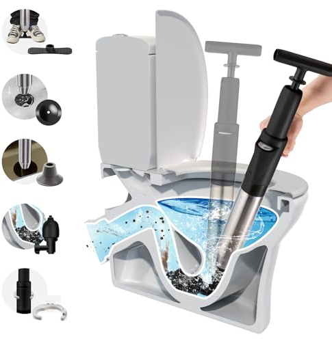 Aufblasbarer Toilettenkolben, Toiletten Pömpel, Plunger, Toilettenkolben, Toilettenkolben-Verstopfungsentferner, High Pressure Air Drain Blaster, für Waschbecken, Toiletten, Badezimmer,Dusche(Schwarz)