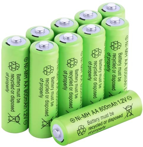 AXFEE Pilas Recargables AA, Pilas AA Recargables de Alta Capacidad, Recargables, Paquete de 10, 1.2V 800mAh Pilas AA Recargables de Litio de 1,5 V más de 1500 ciclos
