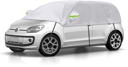 Bilöverdrag halvgarage vattentät ersättning för VW UP/SEAT MII//Skoda Citigo 2011–2024, vindtät bilpresenning halvskydd för allväder, UV-beständigt regn sol dammskydd, silver