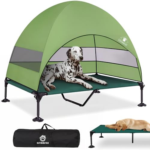 CJYMMFAN Erhöhtes Hundebett Outdoor mit Dach，Hundeliege Klappbar mit Anti-Rutsch-Füßen, Hundezelt Outdoor mit Großem Schatten, Kühlendes ErhöHtes Hunde Bett für Camping, Garten, Strand & Pool