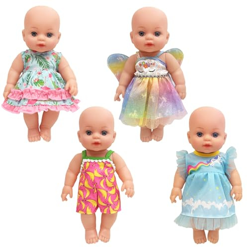 Dolls Clothes for 12-14 Inch Baby Dolls, Baby Doll Clothes Dress Summer Doll Outfits Flamingo Banana Pony Butterfly Theme Dolls Clothes for 30-35cm Dolls Kids birthday Gift