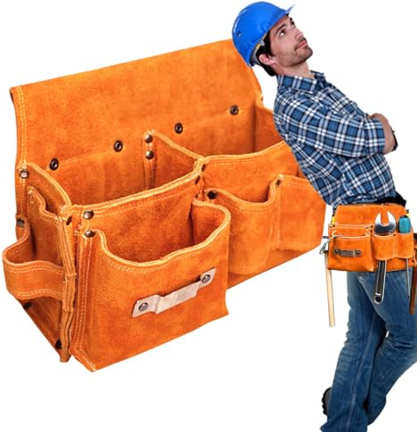 Borsa per attrezzi organizzatore,Borsa da lavoro in pelle di di grande capacità resistente, portatile per saldatura meccanica giardino pesca fai da te