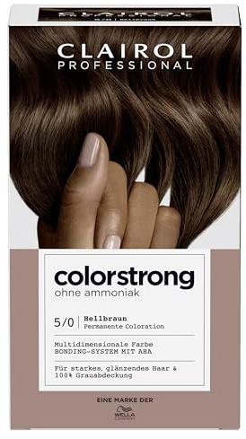 CLAIROL PROFESSIONAL colorstrong dauerhafte, multidimensionale Haarfarbe ohne Ammoniak - mit stärkendem AHA-Bonding-System - 5/0 Hellbraun