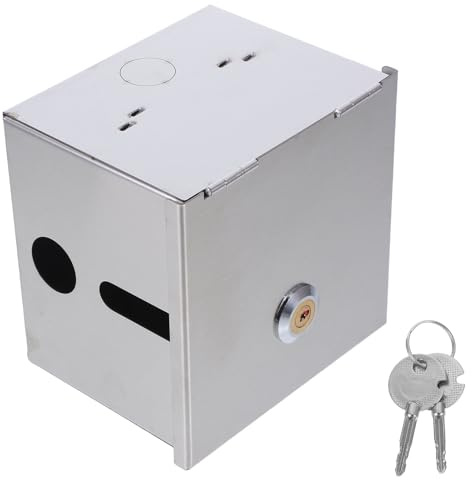 Operitacx Scatola di presa impermeabile per esterni in acciaio inox con serratura protezione resistente alle intemperie per prese e interruttori, adatta per montaggio a parete e a incasso