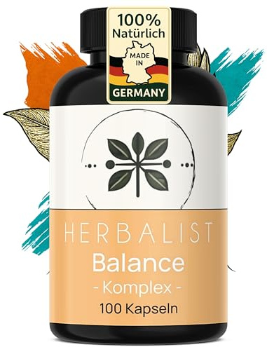 Herbalist Balance Komplex – Kurkuma Komplex für ein gutes Bauchgefühl, 100 vegane Kapseln mit Artischocke, Fenchel, Kurkuma, Ingwer, Kamille & Piperin, laborgeprüft, ohne Zusätze