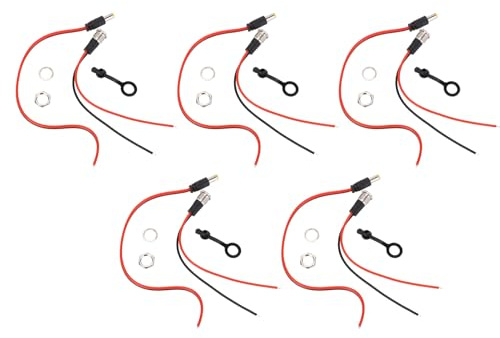 Marhynchus Power Wire Adapter Set, 5 Set 10A Power Jack Connector med Kåpa för Elektronik, ABS Metallgummi Gängat Fäste för Hushållsapparater