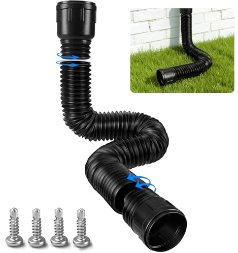 Prolunga per Scarico con Tubo Flessibile per Grondaia Acqua Piovana Estensibile per Rete di Scarico Drenaggio in PVC per Tettoia Accessorio per Sistema di Drenaggio Rainwater Drainage Pipe