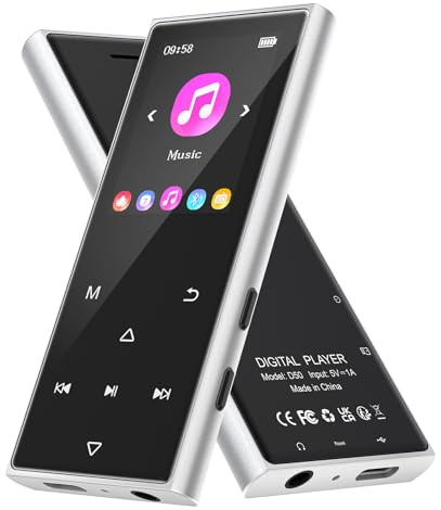 AGXOV 128 GB Lettore MP3 Bluetooth 5.3, MP3 Lettore Musicale con Cuffie, Dittafono, Suono HiFi, Schermo a Colori da 1,77 Polliciideale per Sport, Nero