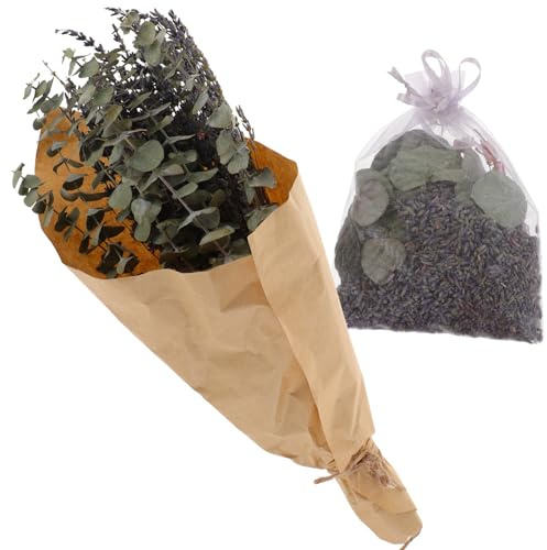 UTHCLO Bouquet de Seco Colgante con Saquito Aromático Planta Preservada para Ducha Decoración Relajante para Baño y Armarios