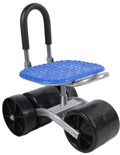 Chiyyak Carrello Multifunzionale per Sgabelli da Giardino con Sedile Girevole a 360 Gradi per un Efficiente Lavoro in Giardino Tubo in Acciaio Zincato e Materiale PP