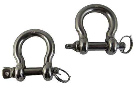 US Stainless 2 Pieces Stainless Steel 316 Anti-Off Bow Shackle with Locking Ring 5/16 (8mm) Marine Grade