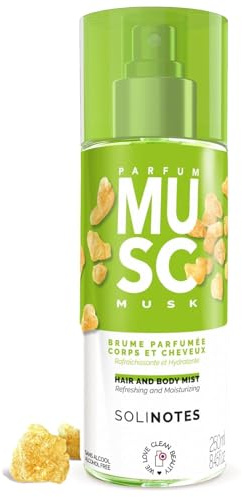 Brume Parfumee Musc SOLINOTES | Parfum Rafraichissant et Hydratant - Sans Alcool | Brume Parfumee Corps et Cheveux | 250 ml