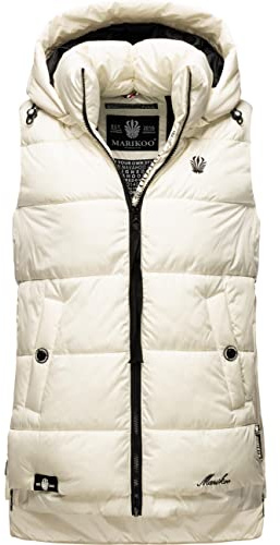 MARIKOO Varm vinter quiltad väst med huva Zarinaa XS-XXL, VIT, M