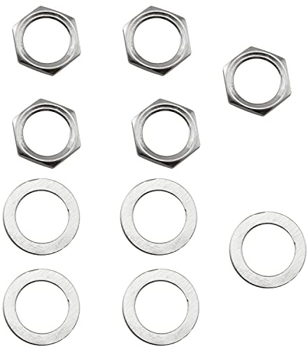 LQ Industrial Jack Socket Nut with Washer 5Sets Silver Electric Guitar Hex Nuts and Washers Guitar Bass Jack Replacement Parts