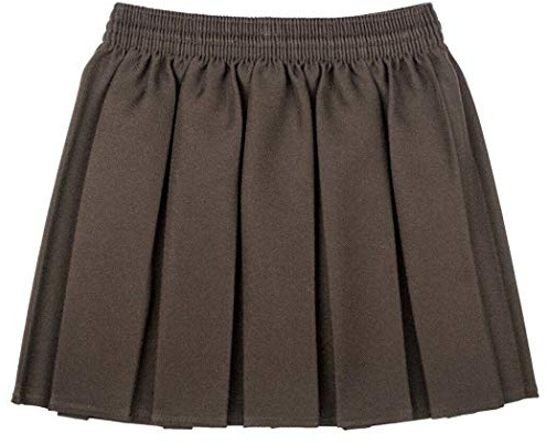L S U Girls School Skirts Box Pleated Fully Elasticated Waist Skirt Kids School Uniform New (11-12 Years, Brown)