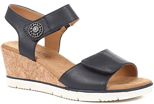 Pavers Adjustable Wedge Sandals - Navy Size 7