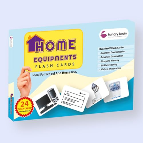 Hungry Brain Home Equipments Educational Flash Cards for Kids (3 Months+), Early Learning Baby Flashcards for Toddlers, Preschool & Kindergarten, High Contrast Learning Cards for Brain Development