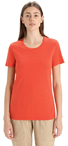 Icebreaker - Mujer Camiseta de Manga Corta Natural Blend Central Classic - para Uso Diario, Gimnasio y Entrenamiento - Vibrant Earth, S