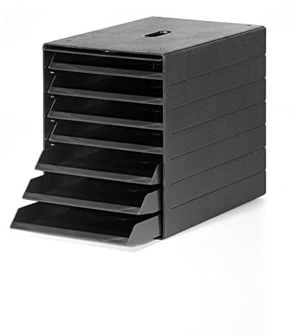 Durable Schubladenbox A4 Idealbox Plus 7 Fächer, Blauer Engel zertifiziert, 100 Prozent recycelbar, anthrazit, 1712001058