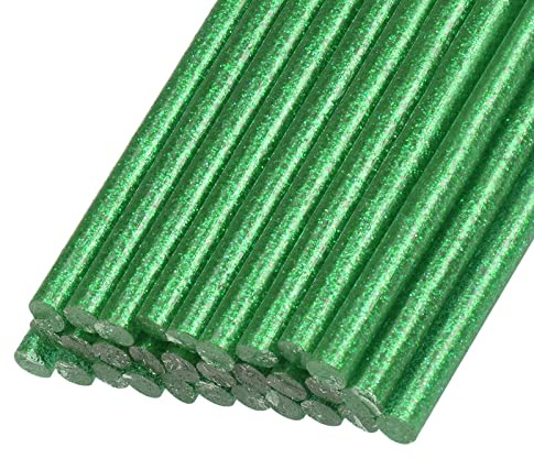 Rebower Colla a Caldo Stick Mini Adesivo Colla a Caldo Colla Pistola Sticks, [per Arte, Artigianato, Fai-da-Te, Card Creazione] - 0,27 x 4/Glitter Verde/30pz