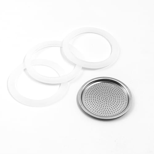 zanetti - Juego de piezas universales para cafeteras de tamaño 3 tazas, piezas Moka compuesto por 3 juntas y 1 filtro