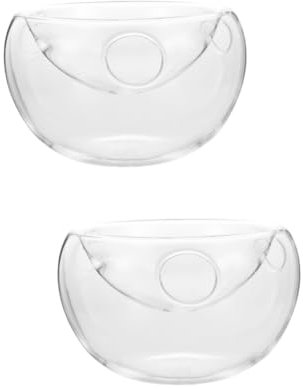 Cabilock 2 Piezas Ensaladera Transparente Fuente Servir Refrigerada Cuencos Cocina Vajilla Hielo Seco Redondo Recipientes Con Tapas Fruta Postre Plato Vidrio Alto Borosilicato, 7151285J55GRP5F