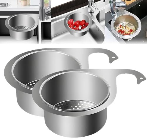 Stainless Steel Swan Sink Strainer Basket, Multifunctional Drain Basket Draining Basket Sink Drainer Basket, Corner Sink Basket Strainer for Filter Kitchen Sink Waste Wash Vegetables Fruits (1PCS,L)