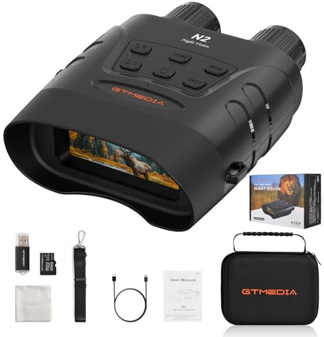 Gafas de visión nocturna infrarroja 4K para ver en 100% oscuridad con pantalla HD, zoom 5X y 7 IR, tarjeta TF 32G para caza, camping y observación