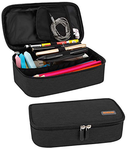 RAGZAN Federmäppchen Mäppchen, Großformatiges Federtaschen Große Kapazität Pencil Case - Organizer mit Reißverschluss für Schul- und Büromaterial(Schwarz)