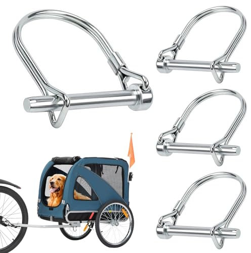 Folding Pipe Pins with Snap Fastener, Locking Pin, Safety Pins, Galvanised Cotter Pins, Safety Bolt for Farm Trailer, Lawn, Garden, M8 x 70 mm, 4 Pieces