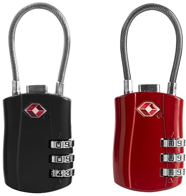 UP Security TSA Cadenas pour bagages, petit cadenas à combinaison avec câble, cadenas à combinaison approuvé par la TSA, cadenas combiné avec code, pour valise de voyage, casier de gym, étui à