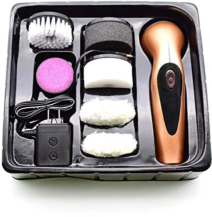Kit lustrascarpe elettrico, detergente, set lucidatura scarpe portatile, rondella, for in pelle da uomo e donna