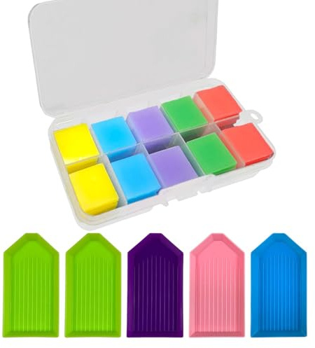 100Pcs Diamond-Painting Glue Clay,5 Colors Diamonds Art Painting Wax Squares with Storage Box,Diamond Painting Accessories for 5D Diamond-Art,Embroidery Cross-Stitch Nail Art,with 5Pcs Small Tray