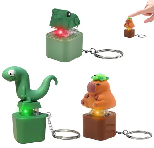 3 Pcs Llavero Antiestres Grenouille Lézard Capybara Llavero Teclado Antiestres Juguete Anti-Estrés Con Luz Y Sonido Lindo Animale Durade Resistent Alivia Ansiedad Tensión Mejora Concentración Portátil