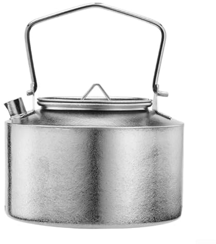 Hervidor de titanio de 980 ml con mango plegable para un uso eficiente del combustible y fácil almacenamiento mientras acampas viajas (estilo flor de hielo)